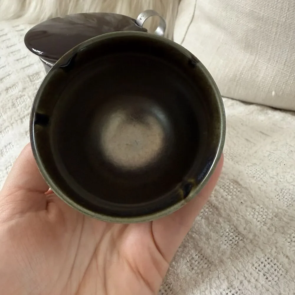 Teavana Japanese Tea Cup Set of 2 Bronze Oil Slick Metallic Ibushi Smoky Japan
